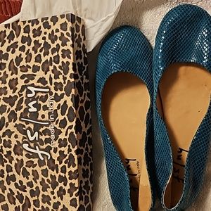 FS/NY teal leather flats